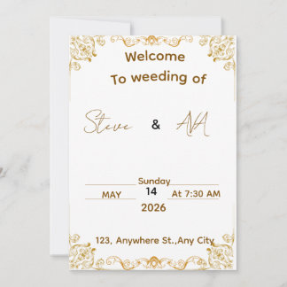 Convites Elegant White & Gold Wedding Invitation