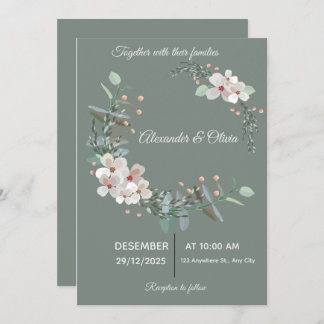 Convites Elegant White & Green Wedding Invitation