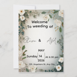 Convites Elegant White Jasmine Floral Wedding Invitation | 