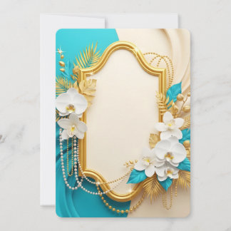 Convites Elegant White Orchids Gold Frame