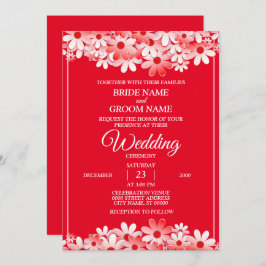 Convites Elegant White Red Floral Wedding