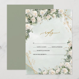 Convites Elegant White Roses Frame Wedding