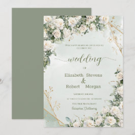 Convites Elegant White Rosese Wedding