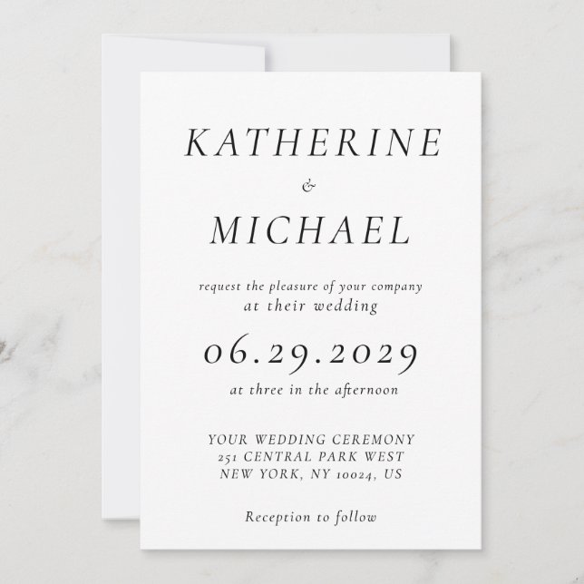 Convites Elegant White Timeless Wedding Invitations (Frente)