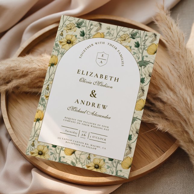 Convites Elegant Wildflower Arch Minimal Wedding (Criador carregado)