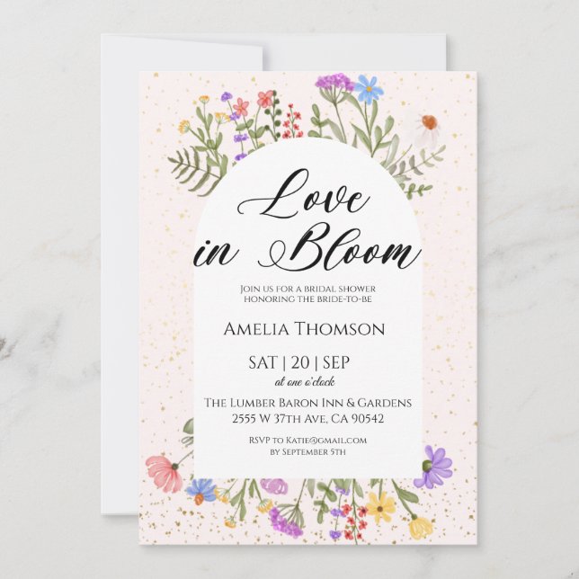 Convites  Elegant Wildflower Bridal Shower Invitation (Frente)