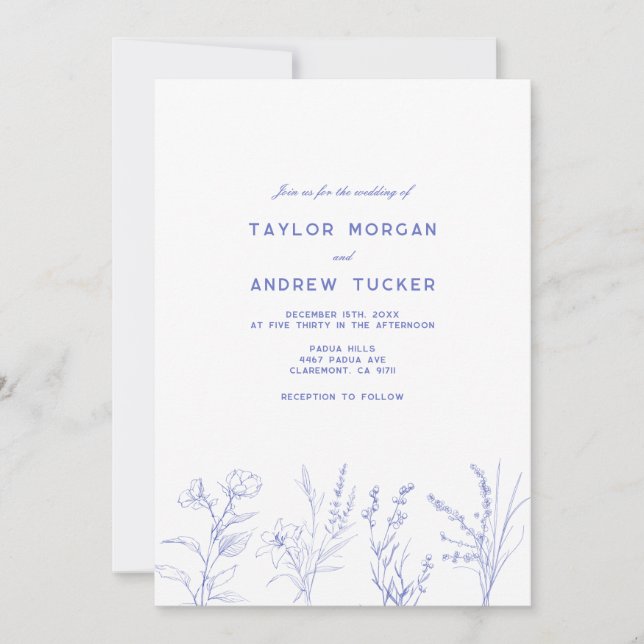 Convites Elegant Wildflower Floral Wedding Invitation (Frente)