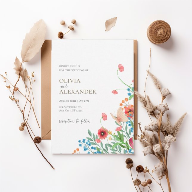 Convites Elegant Wildflower Meadow Wedding Invitation (Criador carregado)