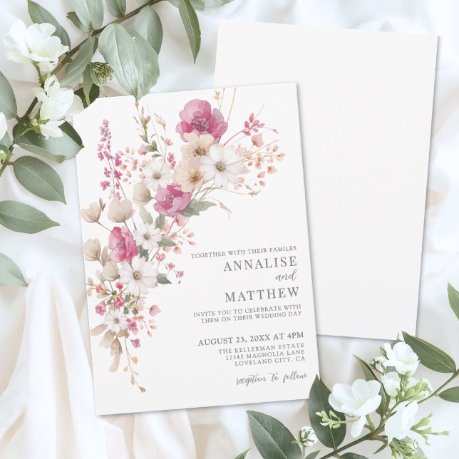 Convites Elegant Wildflower Watercolor Floral Wedding (Elegant Wildflower Watercolor Floral Wedding Invitation)