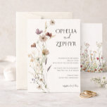 Convites Elegant Wildflower Wedding<br><div class="desc">A beautiful and elegant wildflower wedding invitation featuring soft botanical illustrations and a minimalist layout. This romantic floral design is perfect for rustic, garden, boho, or nature-inspired weddings. The delicate flowers and earthy tones create a timeless and sophisticated invitation that will impress your guests. Fully customizable with your names, wedding...</div>