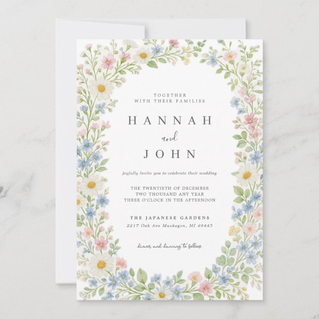 Convites Elegant Wildflower Wedding Invitation (Frente)