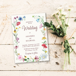 Convites Elegant Wildflower Wedding Rustic Floral