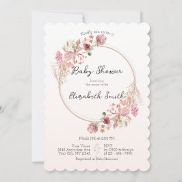 Convites Elegant Wildflower Wreath Baby Shower Invitation