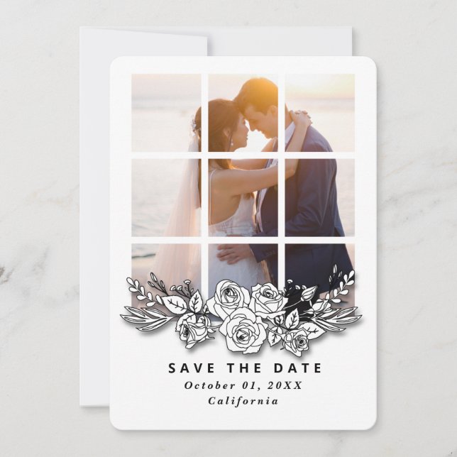 Convites Elegant Window with Image Wedding Save the Date (Frente)