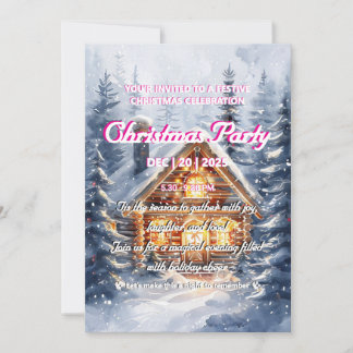 Convites Elegant Winter Cabin Christmas Party Invitation