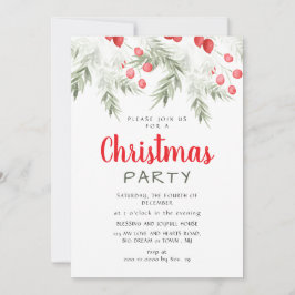 Convites Elegant Winter Greenery Watercolor Christmas Party