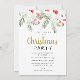 Convites Elegant Winter Greenery Watercolor Christmas Party