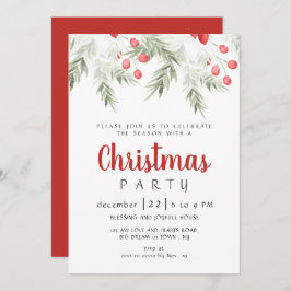 Convites Elegant Winter Greenery Watercolor Christmas Party
