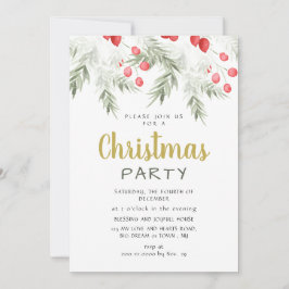 Convites Elegant Winter Greenery Watercolor Christmas Party