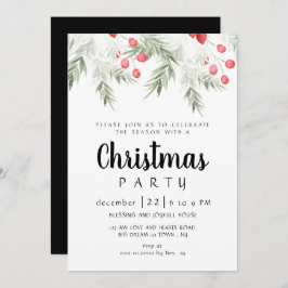 Convites Elegant Winter Greenery Watercolor Christmas Party