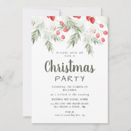 Convites Elegant Winter Greenery Watercolor Christmas Party
