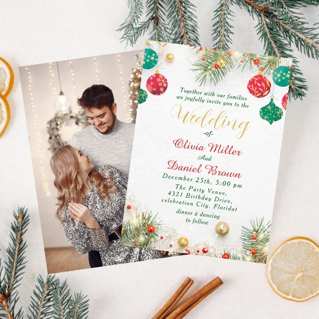 Convites Elegant Winter holiday Christmas Wedding (Criador carregado)