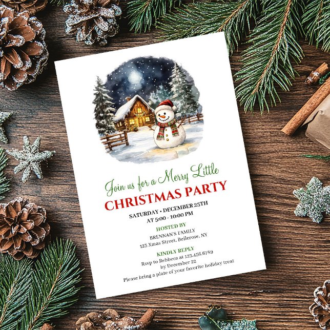 Convites Elegant Winter Scene Christmas Party Invitation (Elegant Winter Scene Christmas Party Invitation)