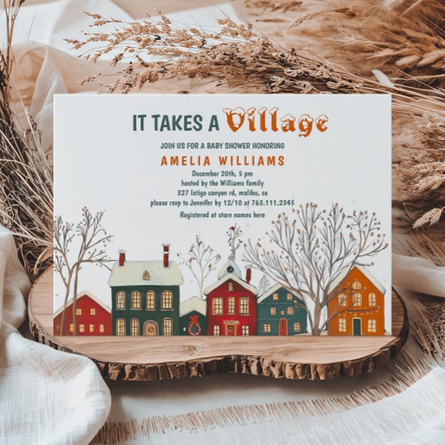 Convites Elegant Winter Village Baby Shower (Criador carregado)