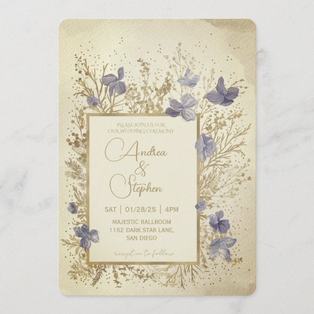 Convites Elegant Wintry Foliage Winter Wedding (Frente)