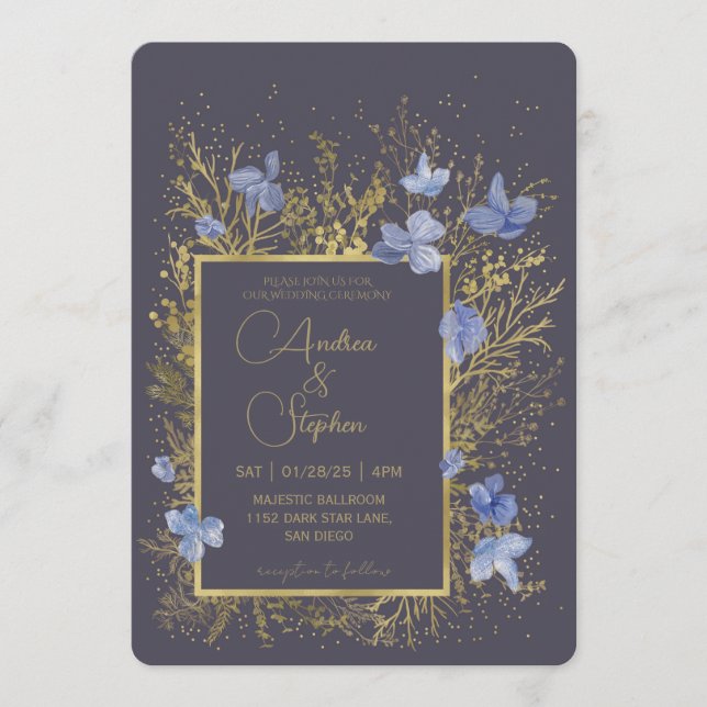 Convites Elegant Wintry Foliage Winter Wedding (Frente)