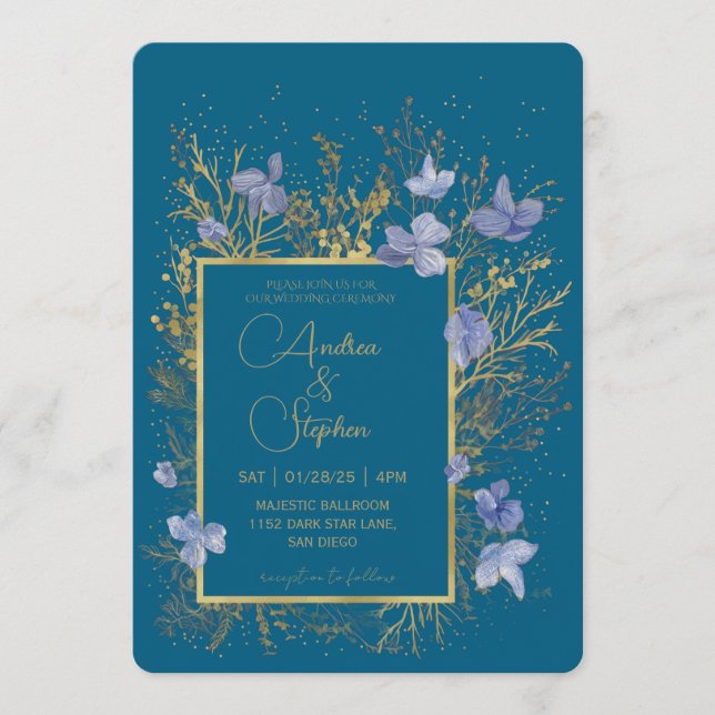 Convites Elegant Wintry Foliage Winter Wedding (Frente)