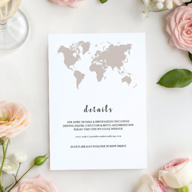 Convites ELEGANT World Map Wedding details (Criador carregado)
