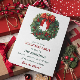 Convites Elegant Wreath Christmas Party Invitation