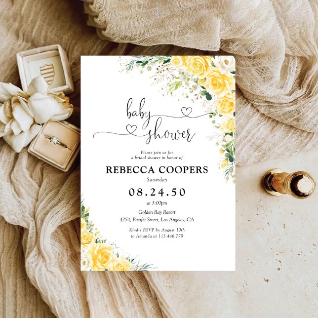 Convites Elegant Yellow Baby Shower Invitation (Criador carregado)
