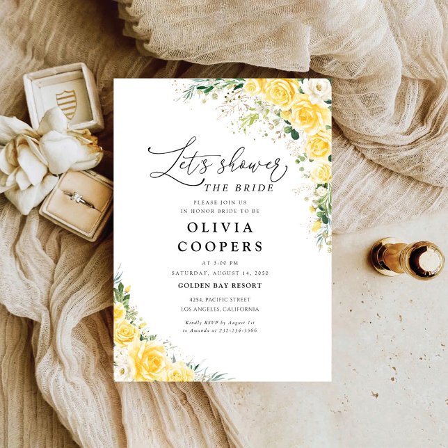 Convites Elegant Yellow Bridal Shower Invitation (Criador carregado)