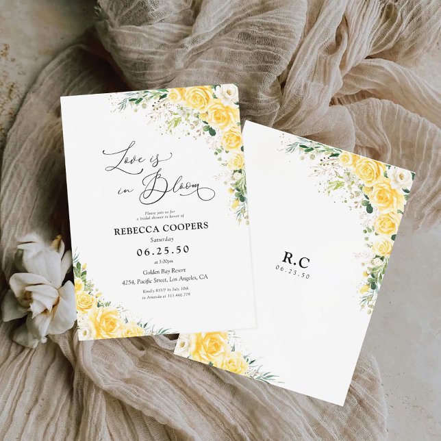 Convites Elegant Yellow Bridal Shower Invitation (Criador carregado)
