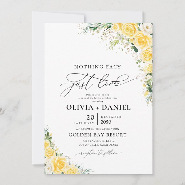 Convites Elegant Yellow Floral Wedding Invitation (Frente)