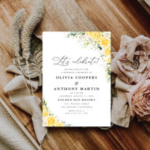 Elegant Yellow Floral Wedding Invitation