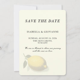 Convites Elegant Yellow Lemon Tuscany Wedding Save The Date