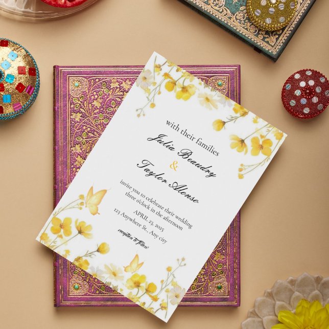 Convites Elegant Yellow Rose Wedding Invite (Criador carregado)