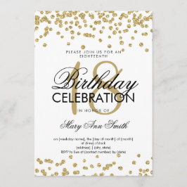 Convites Elegante 18.º aniversário Dourado Glitter Confetti