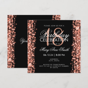 Convites Elegante 18th Festa de aniversário Rosa de cintila