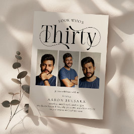 Convites Elegante 3 aniversário de 30 anos de colagem de fo