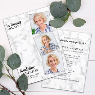 Convites Elegante 3 Fotos Memorial Celebração Da Vida