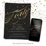 Convites Elegante 40 Dourado aniversário de 40 anos<br><div class="desc">Elegante 40 Dourado Convite para aniversário de 40 anos. Fontes de caligrafia de design de festa de aniversário elegante e na moda e confete! Esta design é elegante e eterno, perfeita para aquela celebração memorável. O texto é uma folha falsa que é simulada graficamente e não é real. A versão...</div>