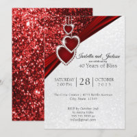 Elegante 40th Ruby Red Glitter Design