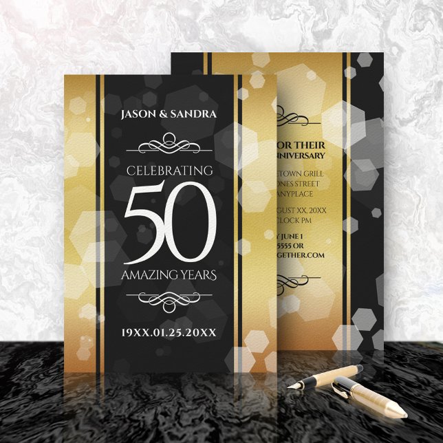 Convites Elegante 50º Aniversário de Bodas de Ouro (Criador carregado)