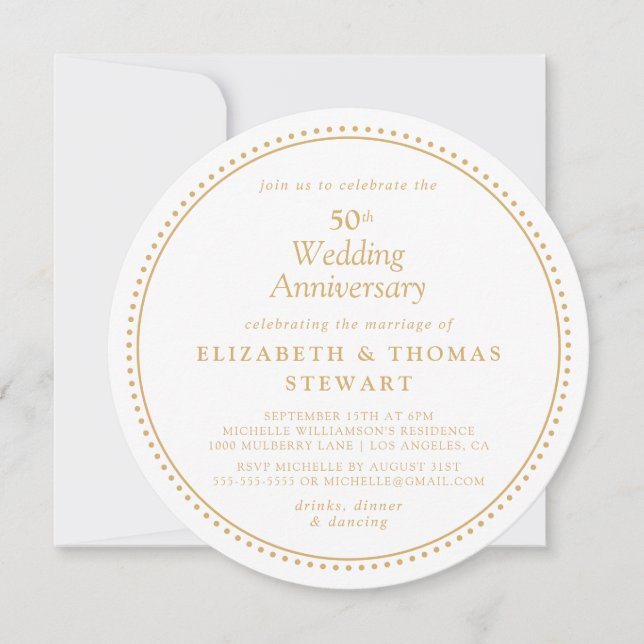 Convites Elegante 50º Aniversário de Casamento (Frente)