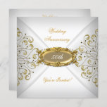 Convites Elegante 50º Aniversário de Casamento Branco Doura<br><div class="desc">Elegante 50º aniversário de casamento Festa Dourada Branca,  Aniversário,  Convite de festas de Celebração. Personalize com seus próprios detalhes.</div>