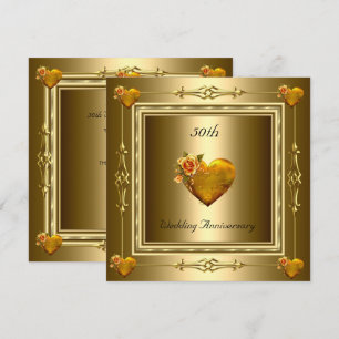 Convites Elegante 50º Aniversário de Casamento Corações Dou
